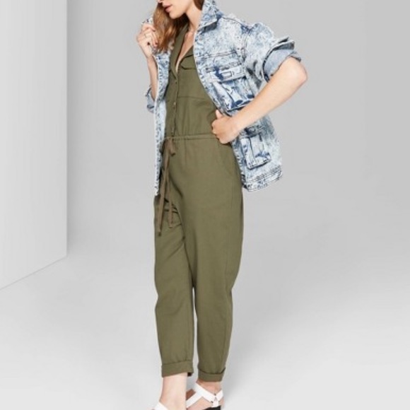 wild fable Pants - Wild Fable Green Collared Utility Jumpsuit